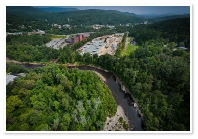 Aerial view of Little Town Campground and surrounding area