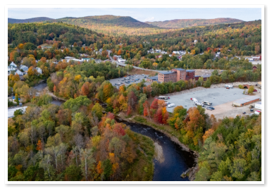 Aerial view of Little Town Campground and the surrounding area